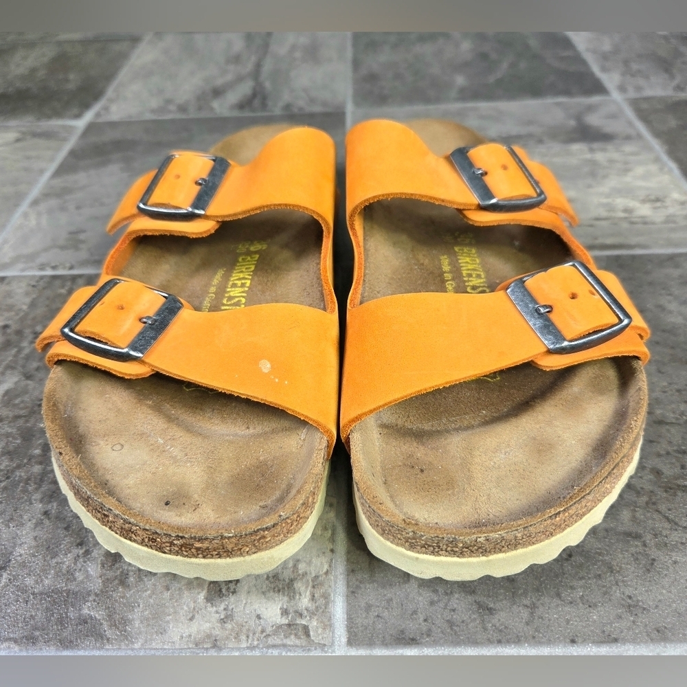 BIRKENSTOCK ARIZONA NUBUCK LEATHER SANDALS.